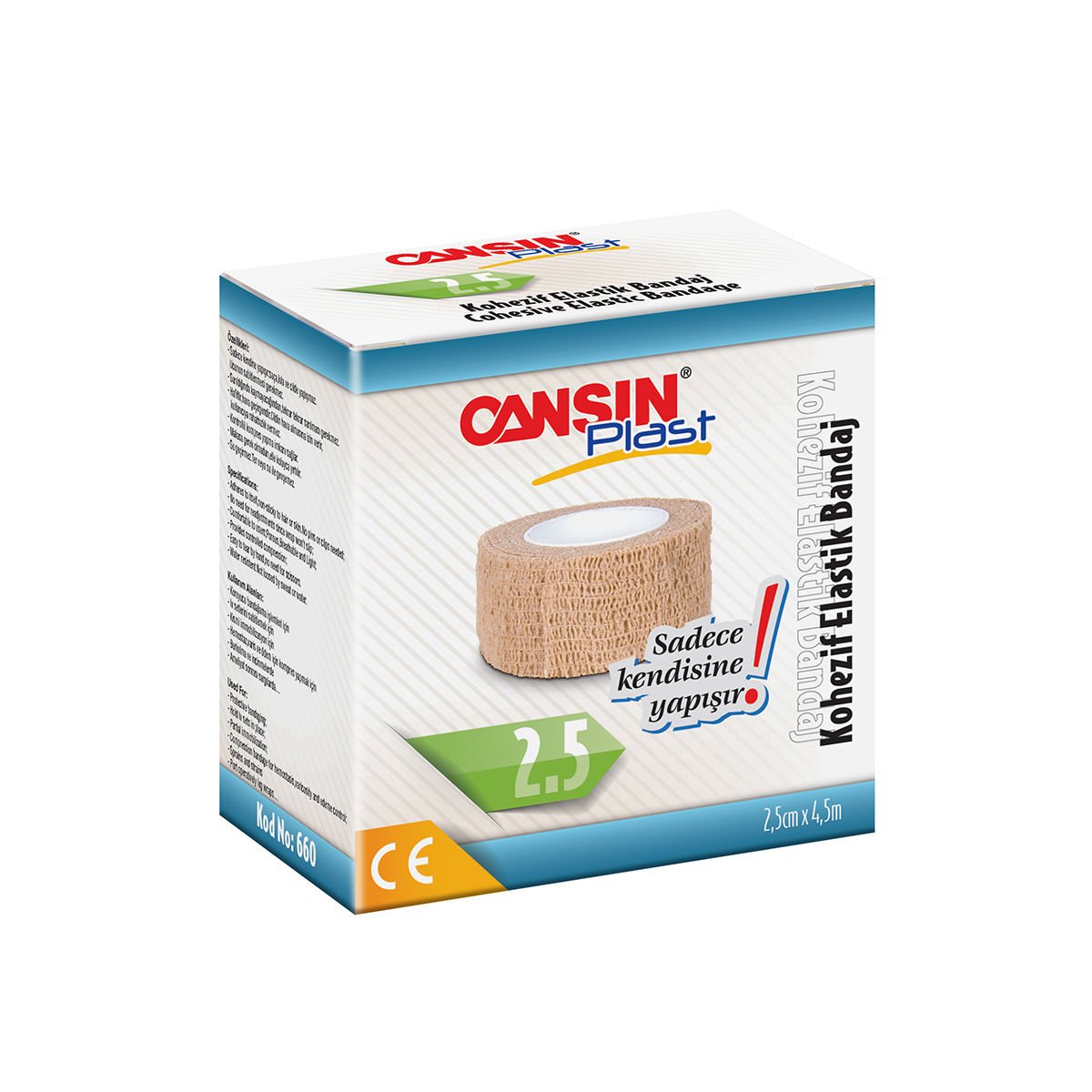 Cansınplast Kohezif Elastik Bandaj 2,5cmx4,5m