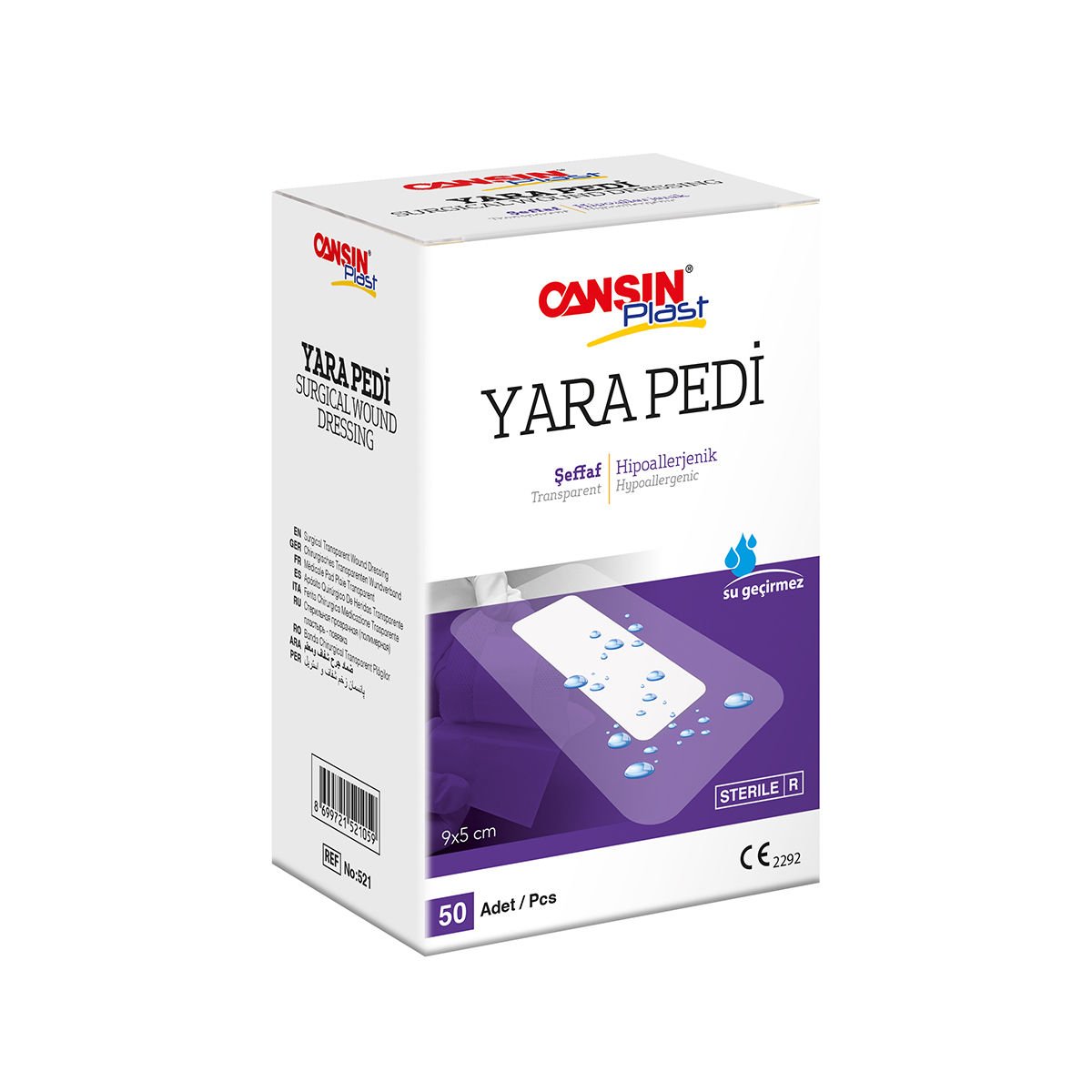Cansın Plast Şeffaf Yara Pedi-Steril 9x5cm - 50 Adet