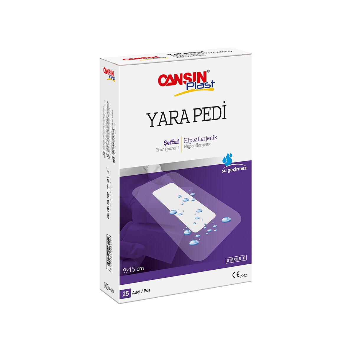 Cansın Plast Şeffaf Yara Pedi-Steril 9x15cm - 25 Adet