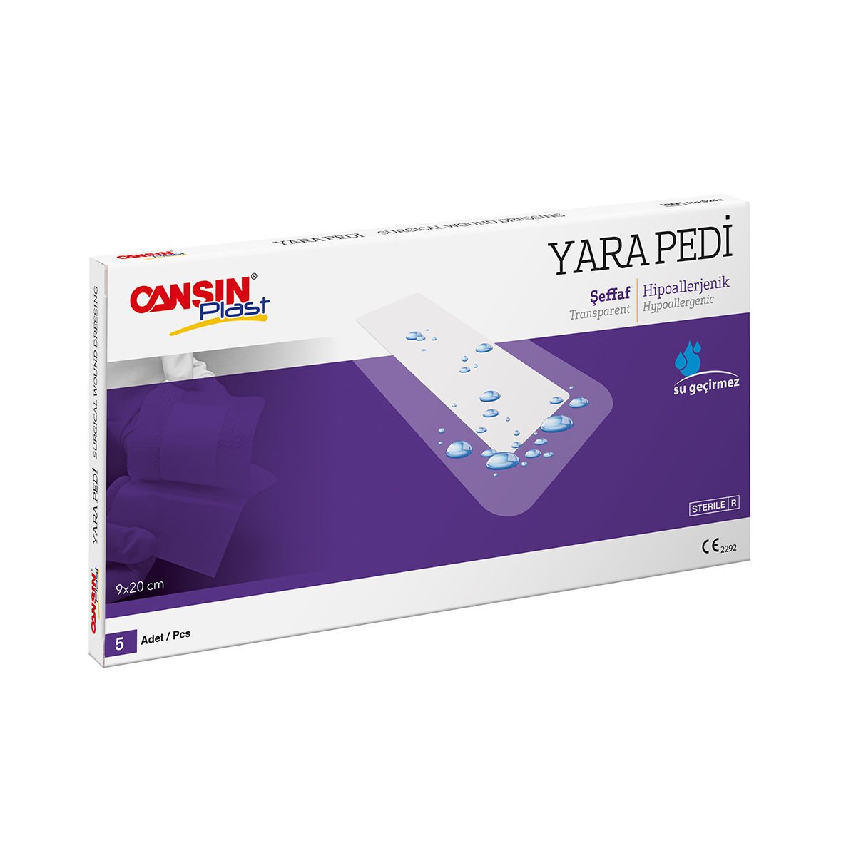 Cansın Plast Şeffaf Yara Pedi-Steril 9x20cm - 5 Adet
