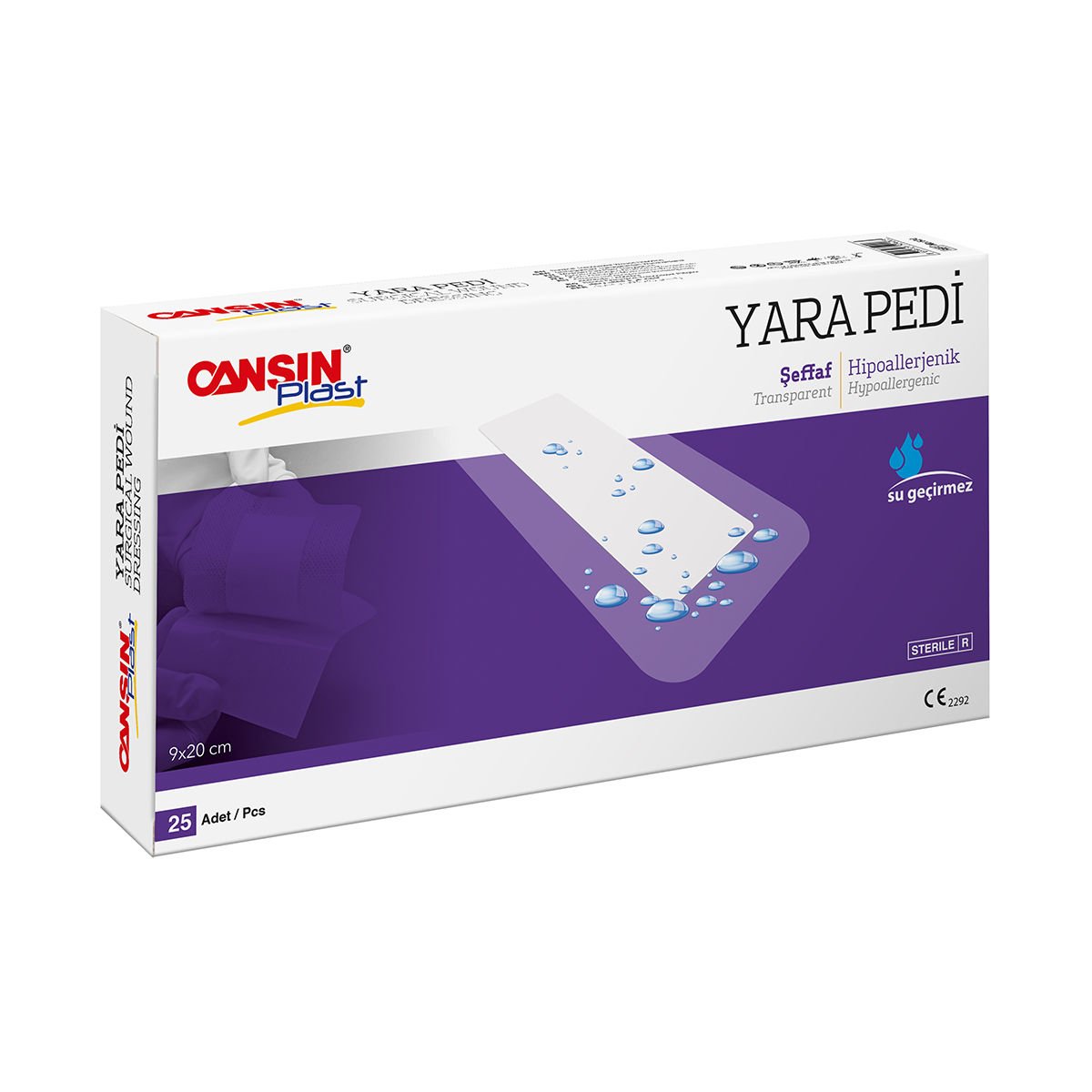 Cansın Plast Şeffaf Yara Pedi-Steril 9x20cm - 25 Adet