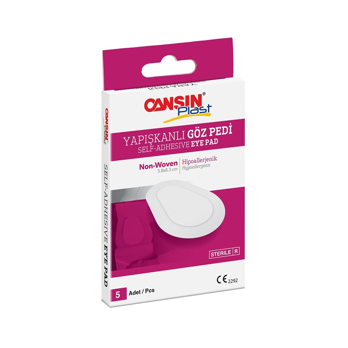 Cansın Plast Yapışkanlı Göz Pedi-Steril 5.8x8.3cm - 5 Adet